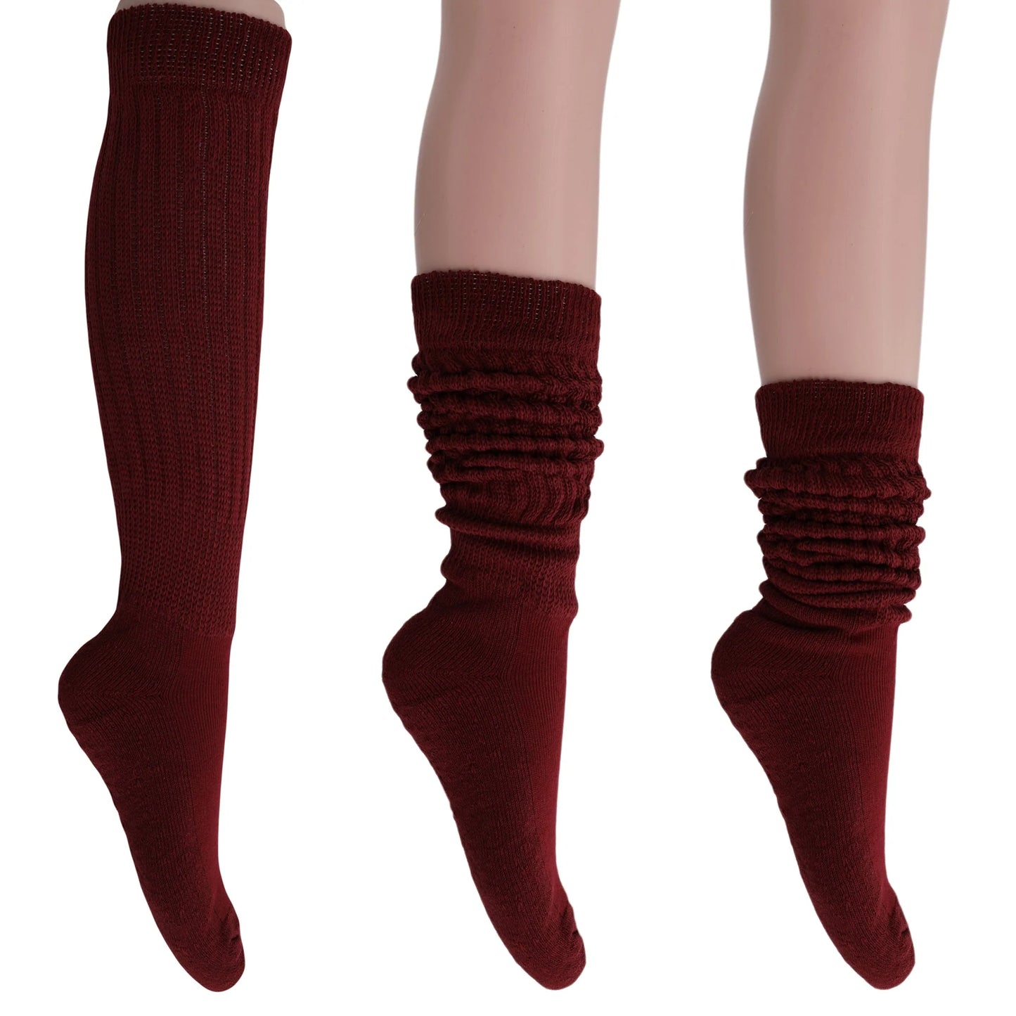 Women'S Extra Long Heavy Slouch Socks – 6 Pairs, Size 9-11 | Soft Cotton, Retro & Versatile