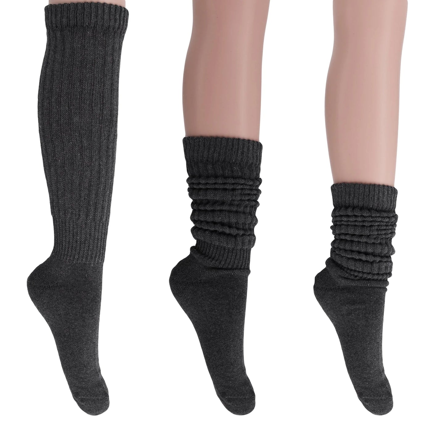 Women'S Extra Long Heavy Slouch Socks – 6 Pairs, Size 9-11 | Soft Cotton, Retro & Versatile