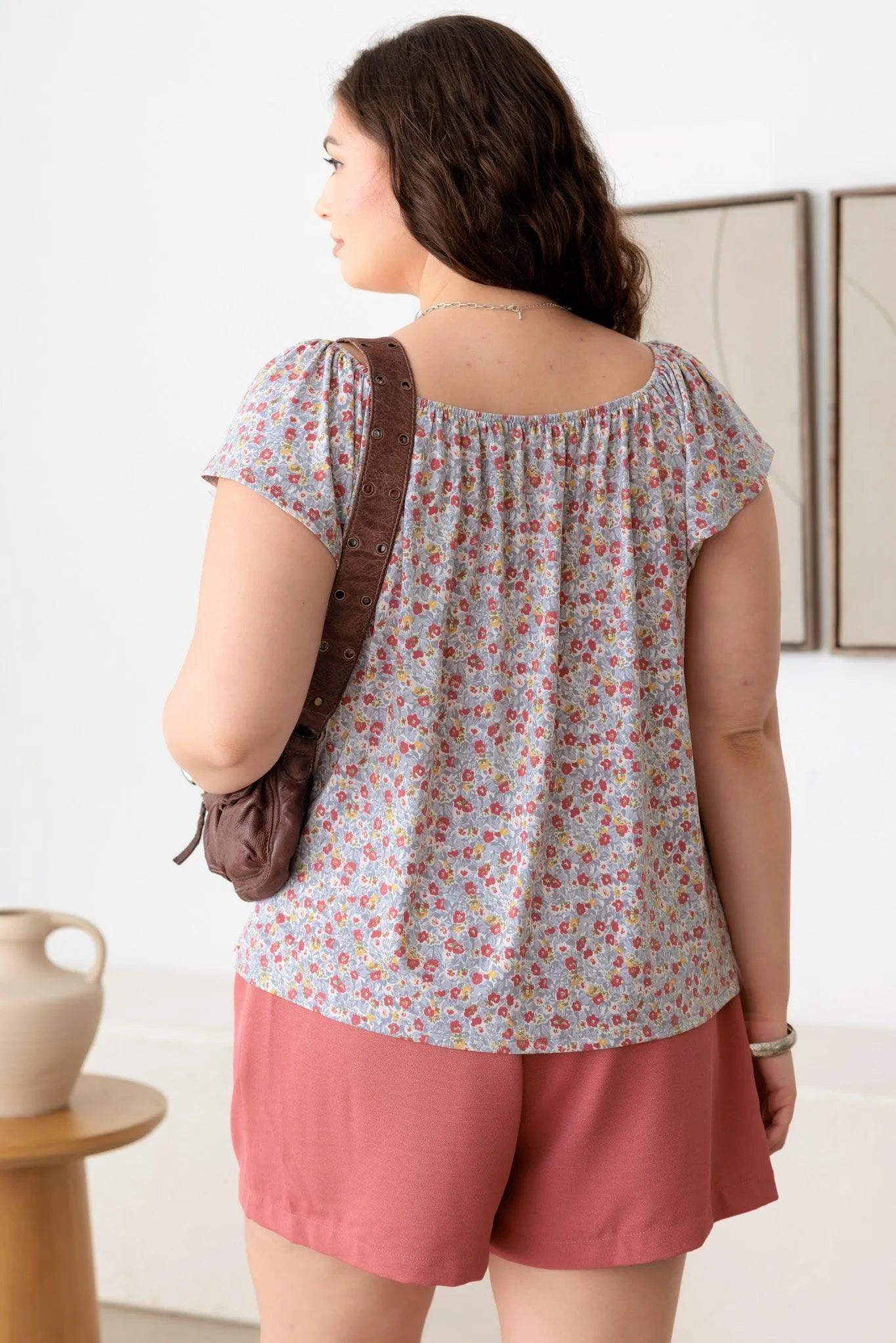 Plus Size Floral Short Sleeve Top