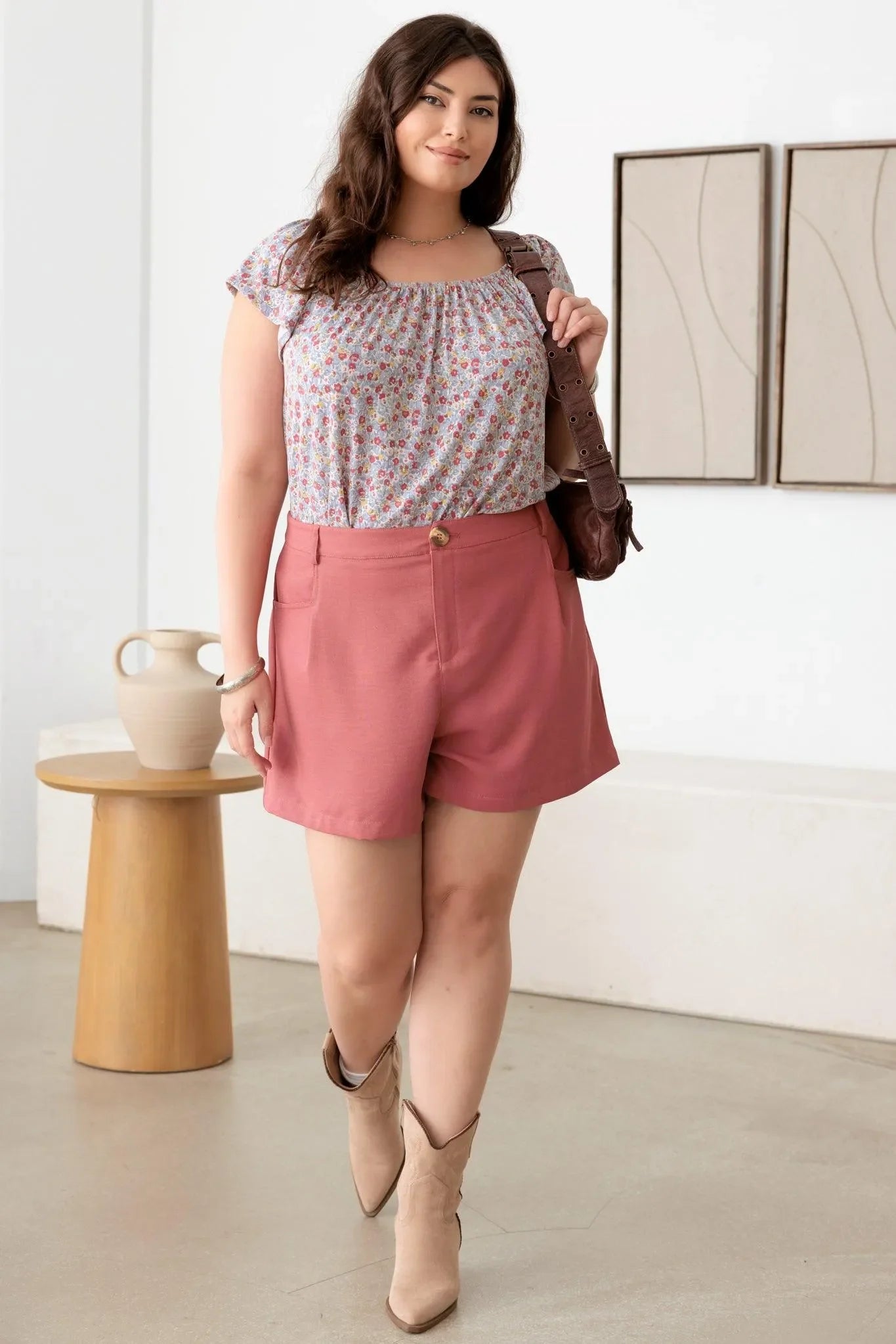Plus Size Floral Short Sleeve Top