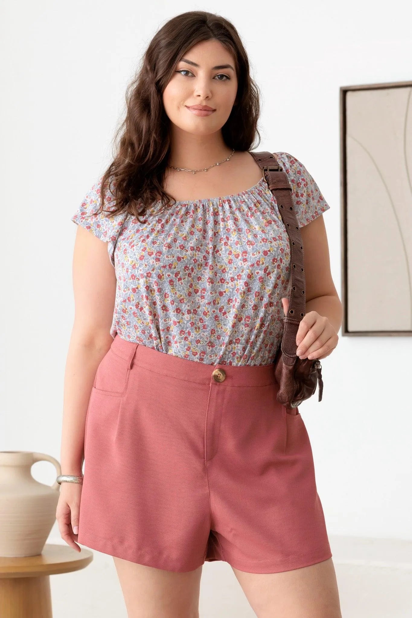 Plus Size Floral Short Sleeve Top